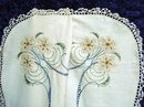 ANTIQUE TEA TABLECLOTH - SILK EMBROIDERY