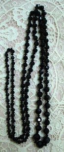 20's FRENCH BLACK JET LONG BEAD NECKLACE
