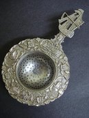 ANTIQUE TEA STRAINER - FIGURAL HANDLE - SHIP