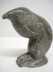 ESKIMO INUIT STONE CARVING - STANDING SEAL