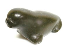 ESKIMO INUIT BLACK STONE CARVING - WALRUS
