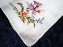 PETIT POINT FLORAL EMBROIDERY HANKIE