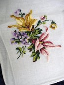 PETIT POINT EMBROIDERED HANKIE - FLOWERS