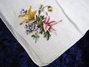 PETIT POINT EMBROIDERED HANKIE - FLOWERS