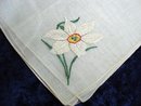 VINTAGE PETIT POINT HANKIE - WHITE BUTTERCUP