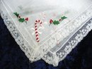 HANKIE - CHRISTMAS CANDY CANE - LACE PLUS