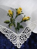 HANKIE - YELLOW ROSEBUDS EMBROIDERY