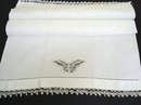 ANTIQUE WHITE TOWEL - TATTING LACE BORDER