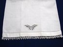 ANTIQUE WHITE TOWEL - TATTING LACE BORDER