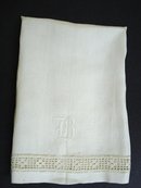 VICTORIAN WHITE TOWEL - LACE & MONOGRAM