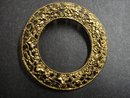 LOVELY GOLD TONE FILIGREE ROUND BROOCH