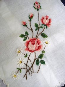 HAND MADE PETIT POINT EMBROIDERY-HANKIE