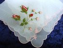 HAND EMBROIDERY ON ORGANDY - HANKIE