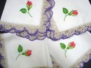 SILK THREAD EMBROIDERY & CROCHET LACE BORDER NAPKINS