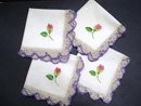 SILK THREAD EMBROIDERY & CROCHET LACE BORDER NAPKINS