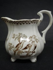 OLD BROWN TRANSFERWARE JUG