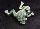 LOVELY FIGURAL RHINESTONE BROOCH - FROG by CORO
