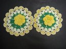 PRETTY - SET OF 2 MATCHING - HAND CROCHET POT HOLDERS