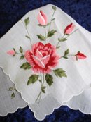 BEAUTIFUL HANKIE EMBROIDERY - PINK ROSE