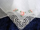 HANKIE - PETIT POINT EMBROIDERY - PINK ROSE