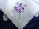 HANKIE - FINE EMBROIDERY - PURPLE VIOLETS