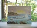 VINTAGE PAINTING ON CANVAS - LIGHTHOUSE- SEA &