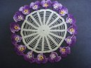 ANTIQUE FIGURAL LACE DOILY-PANSY BLOSSOMS