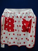 LOVELY VINTAGE LADIES APRON - RED POLKA DOTS