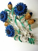 GORGEOUS FLORAL LARGE ENAMELD BROOCH