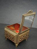 EXQUISITE FILIGREE & GLASS - JEWELRY BOX