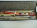 ANTIQUE LARGE TIN BOX - KNITTING NEEDLES