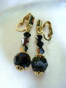 ART DECO - BLACK JET - GLASS DROP EARRINGS