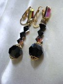 ART DECO - BLACK JET - GLASS DROP EARRINGS