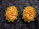ART DECO STYLE - OVAL CLIP-ON EARRINGS -