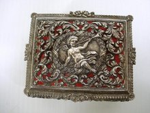 SILVER TONE METAL - JEWELRY BOX - CHERUB