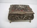SILVER TONE METAL - JEWELRY BOX - CHERUB