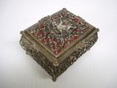 SILVER TONE METAL - JEWELRY BOX - CHERUB