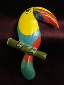 UNIQUE ART DECO HAND PAINTED BROOCH