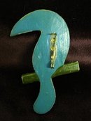 UNIQUE ART DECO HAND PAINTED BROOCH