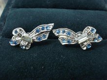 BLUE RHINESTONE SCREW-BACK EARRINGS