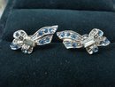 BLUE RHINESTONE SCREW-BACK EARRINGS