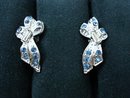 BLUE RHINESTONE SCREW-BACK EARRINGS