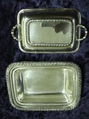 ELEGANT ENGLISH SILVER PLATE 2 pc. BUTTER DISH
