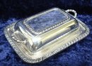 ELEGANT ENGLISH SILVER PLATE 2 pc. BUTTER DISH