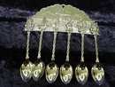 EMBOSSED CHROME SET of 6 FIGURAL SPOONS