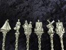 EMBOSSED CHROME SET of 6 FIGURAL SPOONS