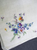 PRETTY VINTAGE HANKIE-PETIT POINT EMBROIDERY