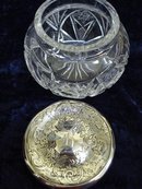 EDWARDIAN STERLING&CRYSTAL LIDED POT or JAR