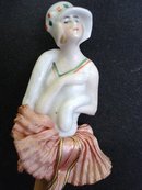 ANTIQUE PIN CUSHION HALF DOLL on STICK