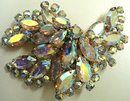 DECO IRIDESCENT RHINESTONE LARGE BROOCH